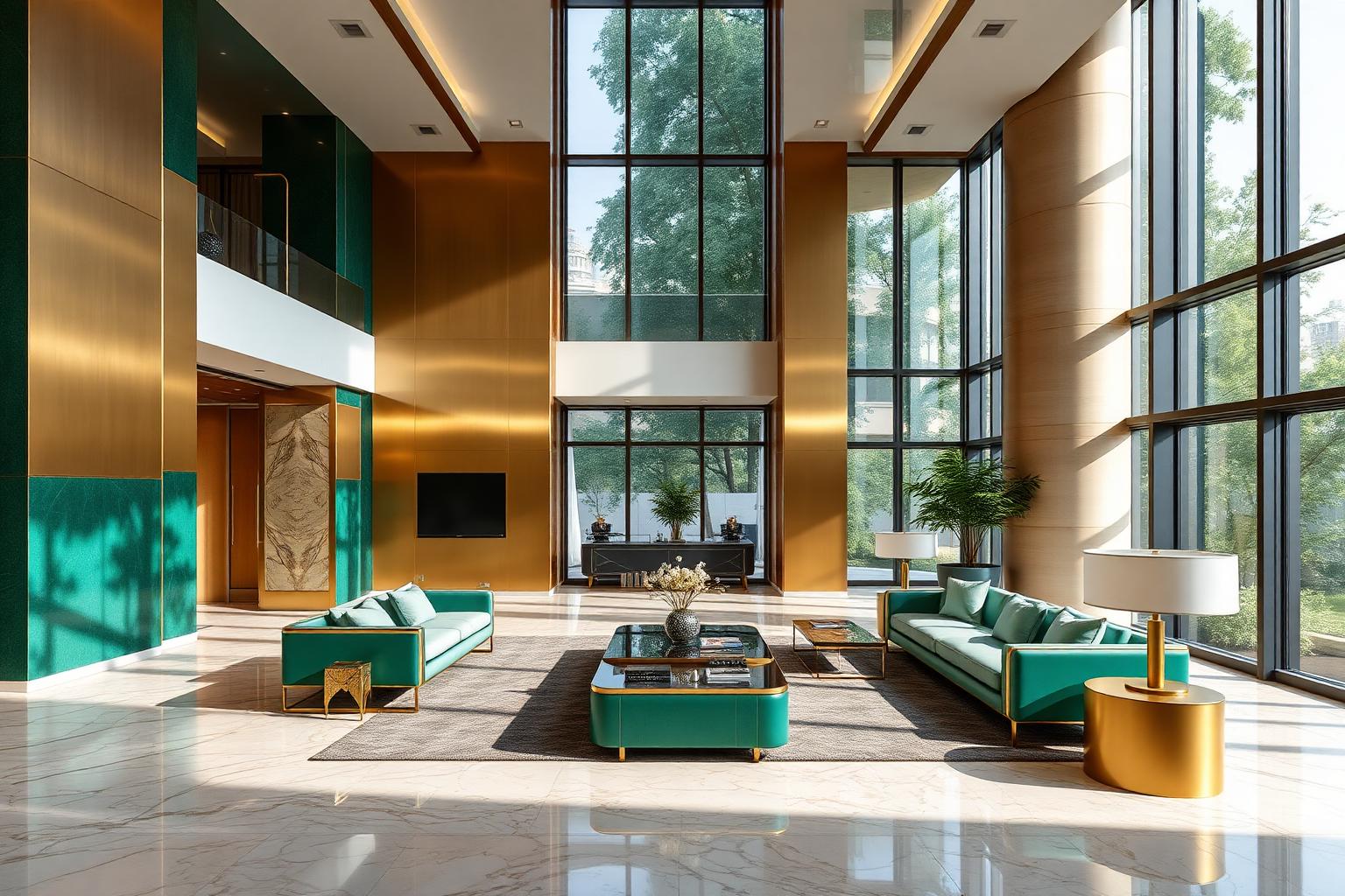 Brigade Granada tower lobby with double-height glass facade